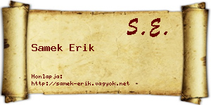 Samek Erik névjegykártya